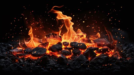 vibrant heat glow with sparkling burn effect on black background for dramatic scenes