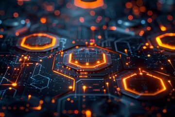 Obraz premium Tech background, in the style of digital-futuristic with geomatric.