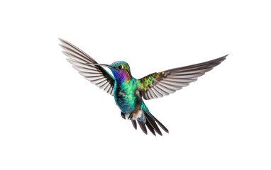 Obraz premium The Graceful Flight of a Hummingbird on white background