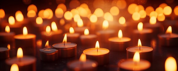 candles in the dark background.