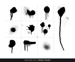 Grunge set: Spray Paint (vectorized color stains and spray in black and white)
