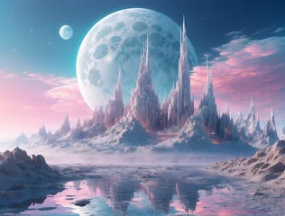 Zelfklevend Fotobehang landscape with moon © Chad