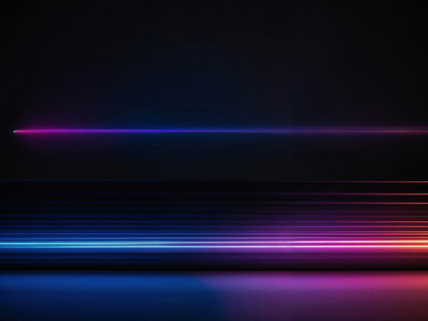 Abstract background with horizontal neon light lines in pink, blue, and purple gradients