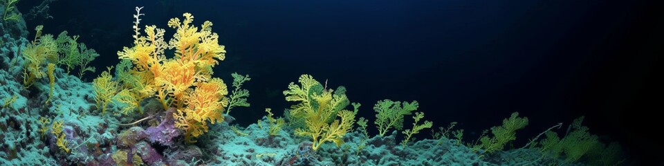 Obraz na płótnie Canvas corals underwater landscape in the dark.