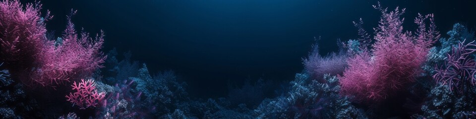 corals underwater landscape in the dark.