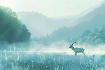 Deer minimalism. - obrazy, fototapety, plakaty