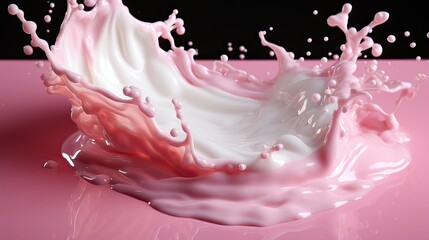 Milk splash on red background