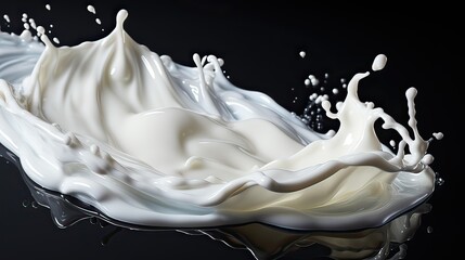 Milk splashing on a black background.