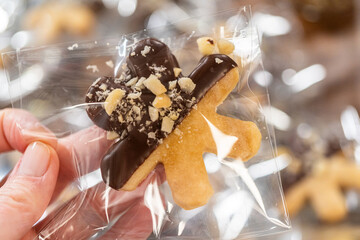 Festive Cookie Packaging with Chocolate-Dipped Christmas Delights