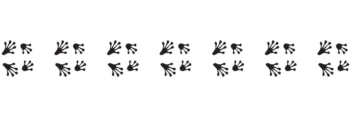 Frog or toad paw footprint. Silhouette. Front and hind frog legs. Black pow vector . Paw print of amphibian, frog, toad, lizard, salamander, newt. Icon, symbol. Print, textile, postcard, t-shirt.