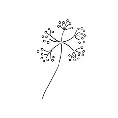  Botanical element for design, postcard, print, decor, and sticker. Doodle-style vector illustration.