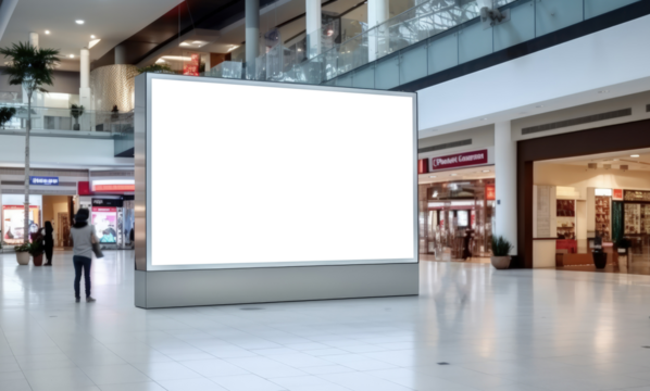 Blank screen digital billboard in the mall. png