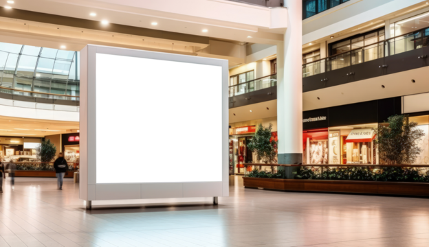 Blank digital billboard in the mall. png