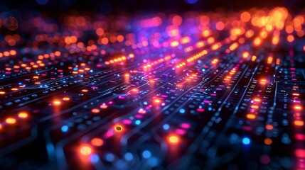 Abstract digital network background with glowing lines and particles, representing technology, data flow, and futuristic connections.