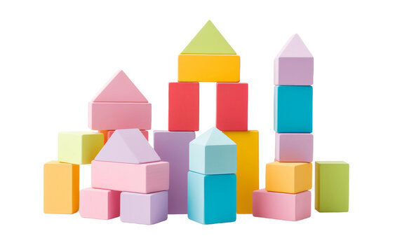 Pastel Building Blocks Assortment on white background