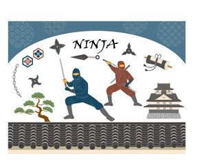 忍者　忍びと道具セット © Umi