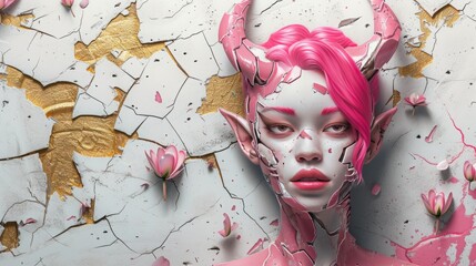 girl with horns pink color.