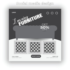 Furniture sale creative social media post template