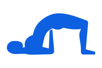 Cut out woman,contemporary pose silhouette,hand drawn blue female body figure.Flat fashion modern art collage,applique trendy poster,Mid century print home design.Isolated.Vector illustration