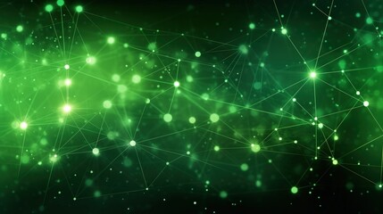 A green abstract background with rays of light from the Internet.