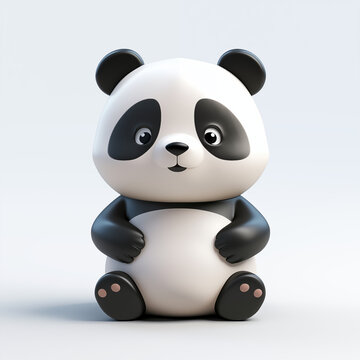 3D Render of an Adorable Animated Panda Character