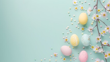  a serene and festive image for Easter Day with a simple background featuring a solid pastel color theme (2)