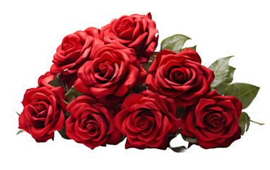 Romantic Red Roses in Cluster on transparent background