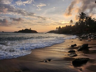 Beautiful sunset by the beach of Mirissa, Sri Lanka