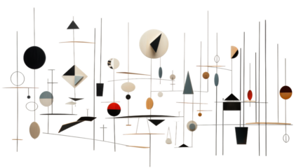 Modern Iron Mobiles Collection on transparent background