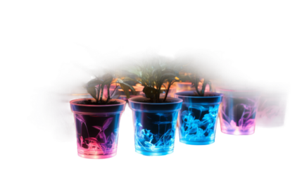Translucent Plastic Plant Pots Collection on transparent background