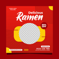 Delicious ramen social media banner post vector template