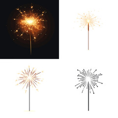 Sparkler (Burning Sparkler). simple minimalist isolated in white background vector illustration