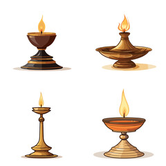 Oil Lamp Stand (Decorative Diya Holder). simple minimalist isolated in white background vector illustration