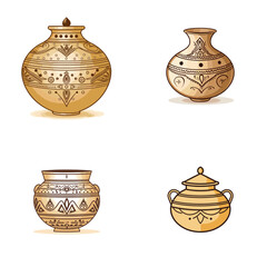 Kalash (Traditional Brass Pot). simple minimalist isolated in white background vector illustration