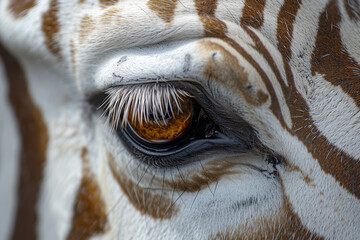 Zebra eye. Macro. Generative AI