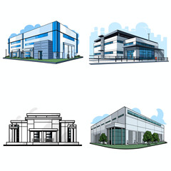 Data Center Building (Illustration of a Data Center). simple minimalist isolated in white background vector illustration
