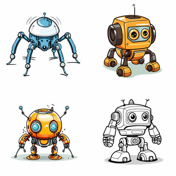 Nano Robot (Microscopic Nanobot). simple minimalist isolated in white background vector illustration