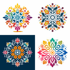 Fototapeta na wymiar Indian Rangoli Colors (Powder for Creating Rangoli). simple minimalist isolated in white background vector illustration
