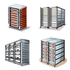 Data Server Rack (Rack with Servers). simple minimalist isolated in white background vector illustration