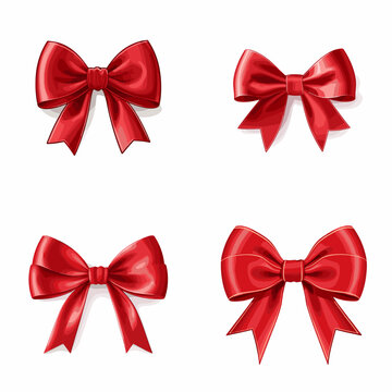 Ribbon Bow (Red Bow with Tied Ribbon). simple minimalist isolated in white background vector illustration