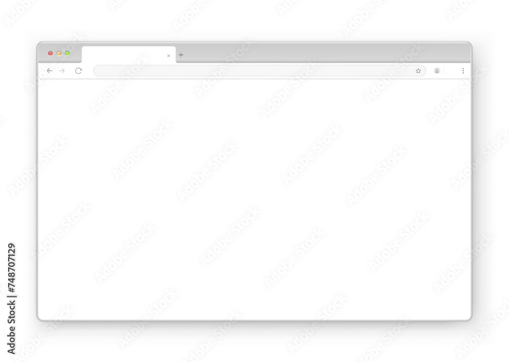 Poster web browser window design on a white background. vector frame of a website template with a shadow.