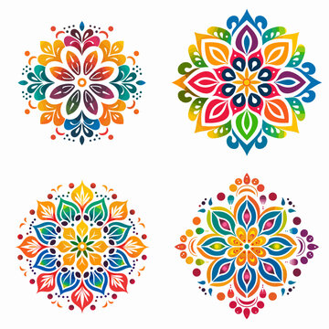 Rangoli (Colorful Rangoli Design). simple minimalist isolated in white background vector illustration