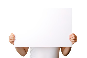 Hand holding blank paper isolated on transparent background Remove png, Clipping Path, pen tool