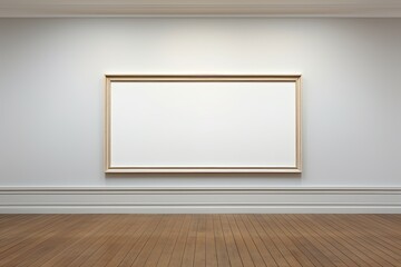 Empty Gallery in Museum - Clean and Contemporary Interior Design with Blank Frames on the Wooden Walls