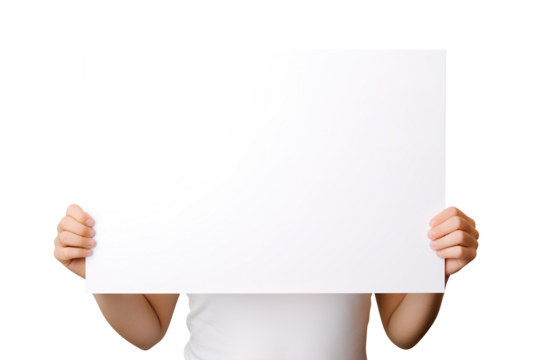 Hand holding blank paper isolated on transparent background Remove png, Clipping Path, pen tool