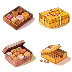 Mithai Box (Gift Box of Indian Sweets). simple minimalist isolated in white background vector illustration