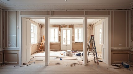 Interior Construction in a Residential Home: Unfinished Molding Installation for Remodelling and Renovation Improvement