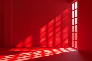 Abstract red background for product presentation with window shadows.