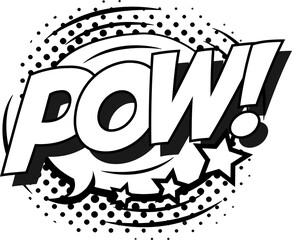 Pow Comic Text On Dotted Background