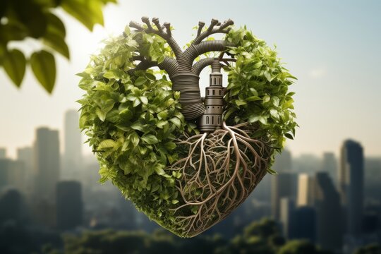 A picturesque image of a vibrant green lungs nestled in the heart of a forest. Perfect for nature lovers and environmental themes